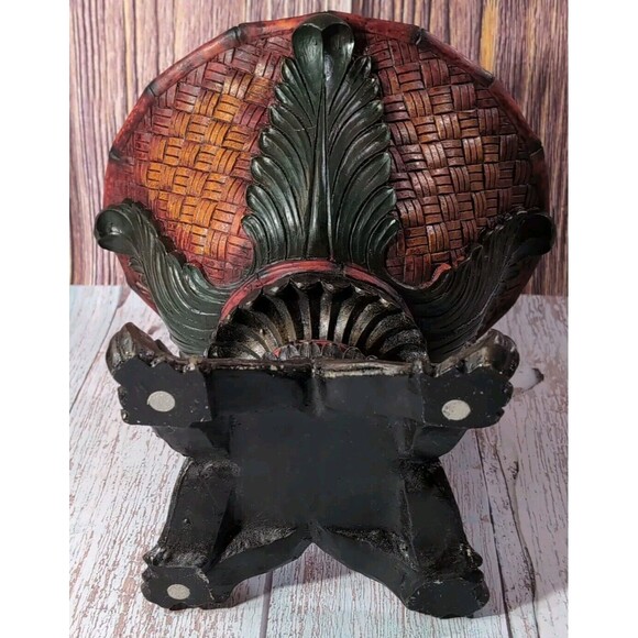 Rare  Exotic Artisan Ornate Footed Fruit Bowl  Pottery Centerpiece Heavy 4.4 lbs - Picture 6 of 17